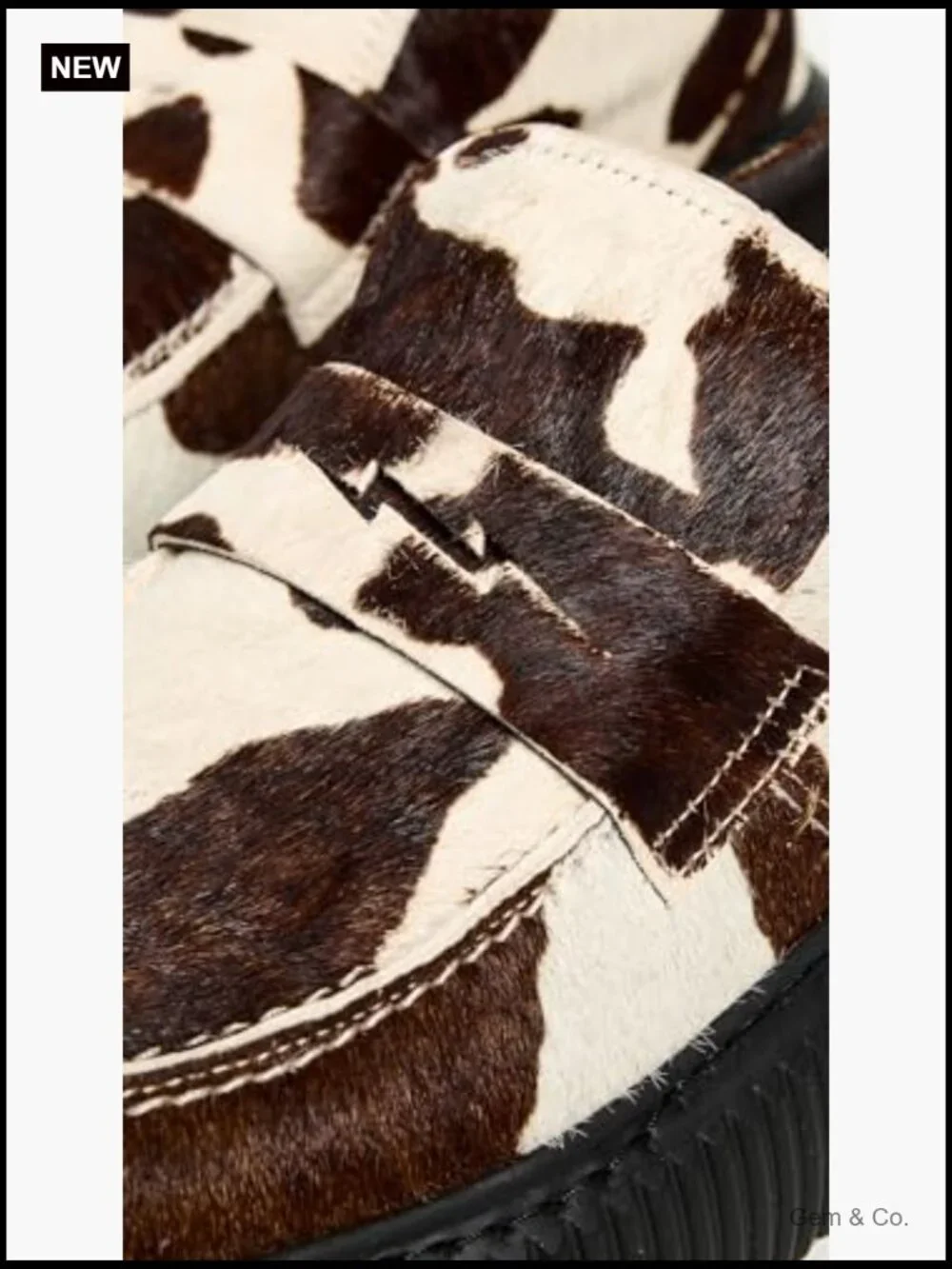 Cow Print Platform Loafers with Cushioned Footbed